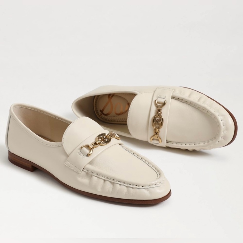 Sam Edelman Cream Loafers with Gold Accent